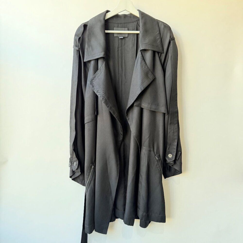 Alexander Wang Black Lightweight Belted soft oversized Trench Coat – Size M Q6 - Picture 2 of 13